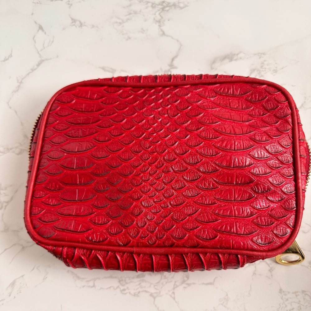 Nordstrom Accessories Cosmetic Bag Red Crocodile Texture